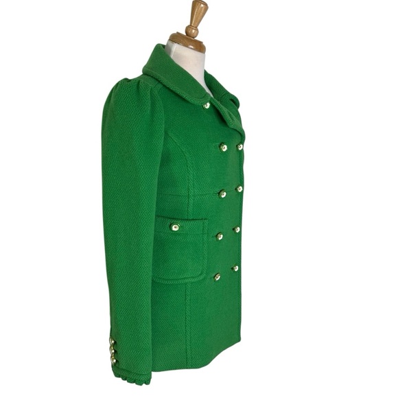 Juicy Couture Wool Textured Essex Double Breasted Pea Coat Kelly Green Size S - Picture 5 of 15